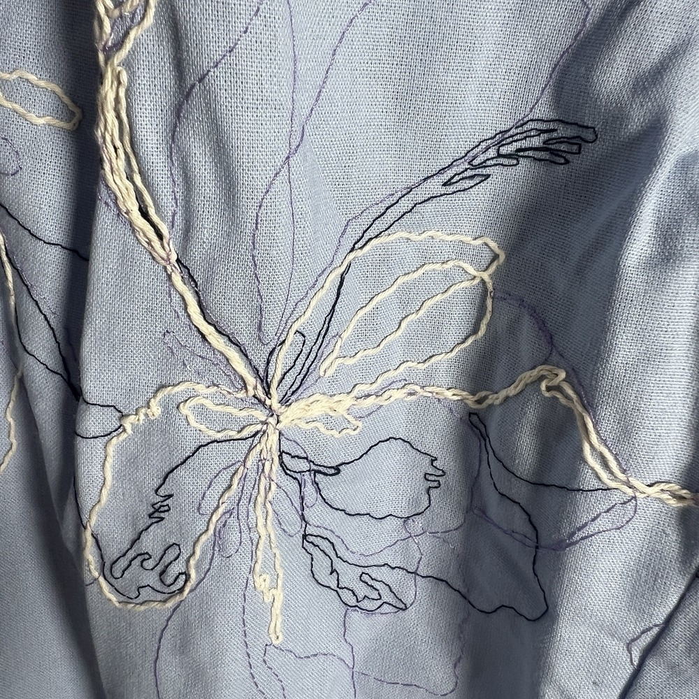Zara Size Medium Blue Floral Embroidery High Rise Ankle Pleated Pants NWOT - Picture 8 of 14